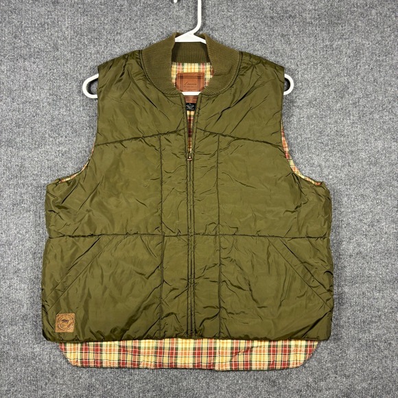 Lauren Ralph Lauren Jackets & Blazers - Ralph Lauren Womens Puffer Vest Sz L Olive Green Plaid Lining Full Zip Fly Fish